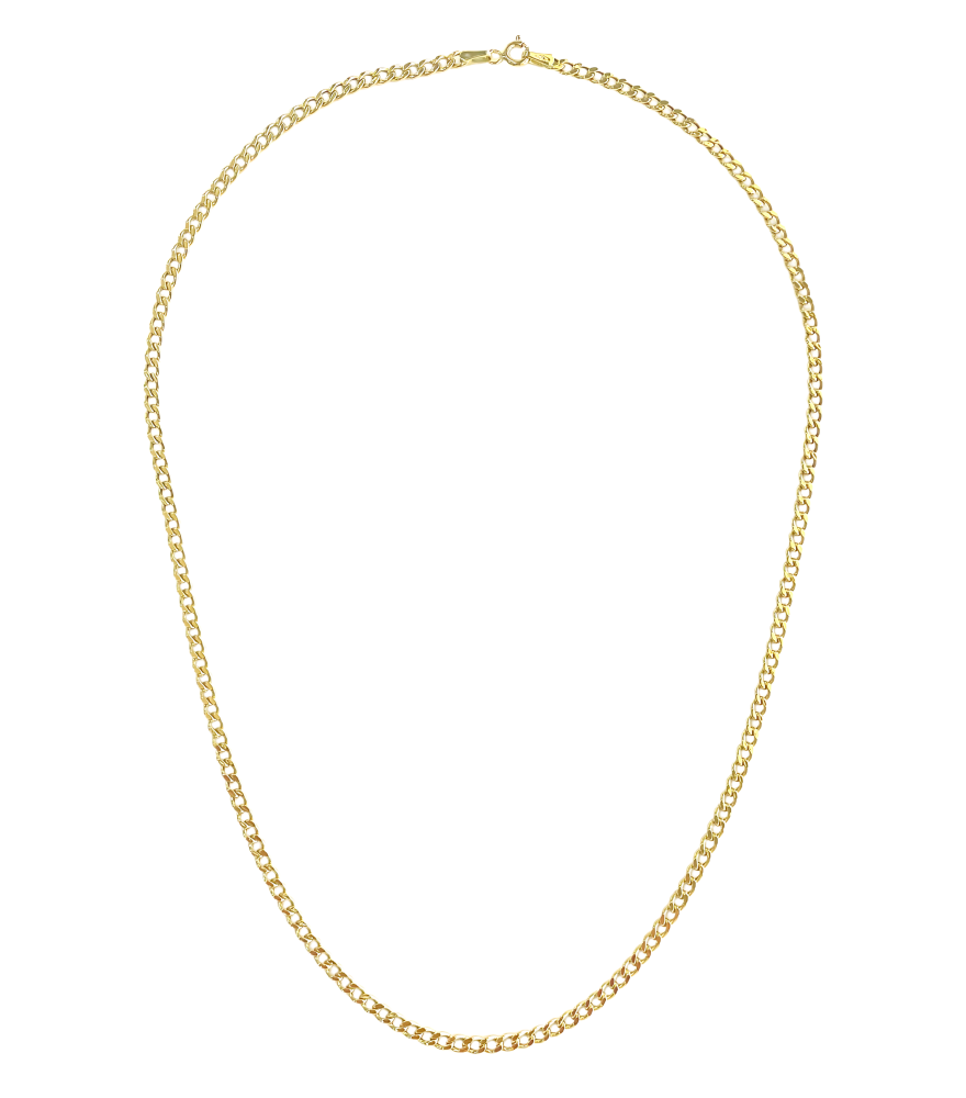 Rear View of Cuban Luxe Chain Necklace in 18k Gold Fixed Length Yellow with Hallmark Stamp One Size 4gms