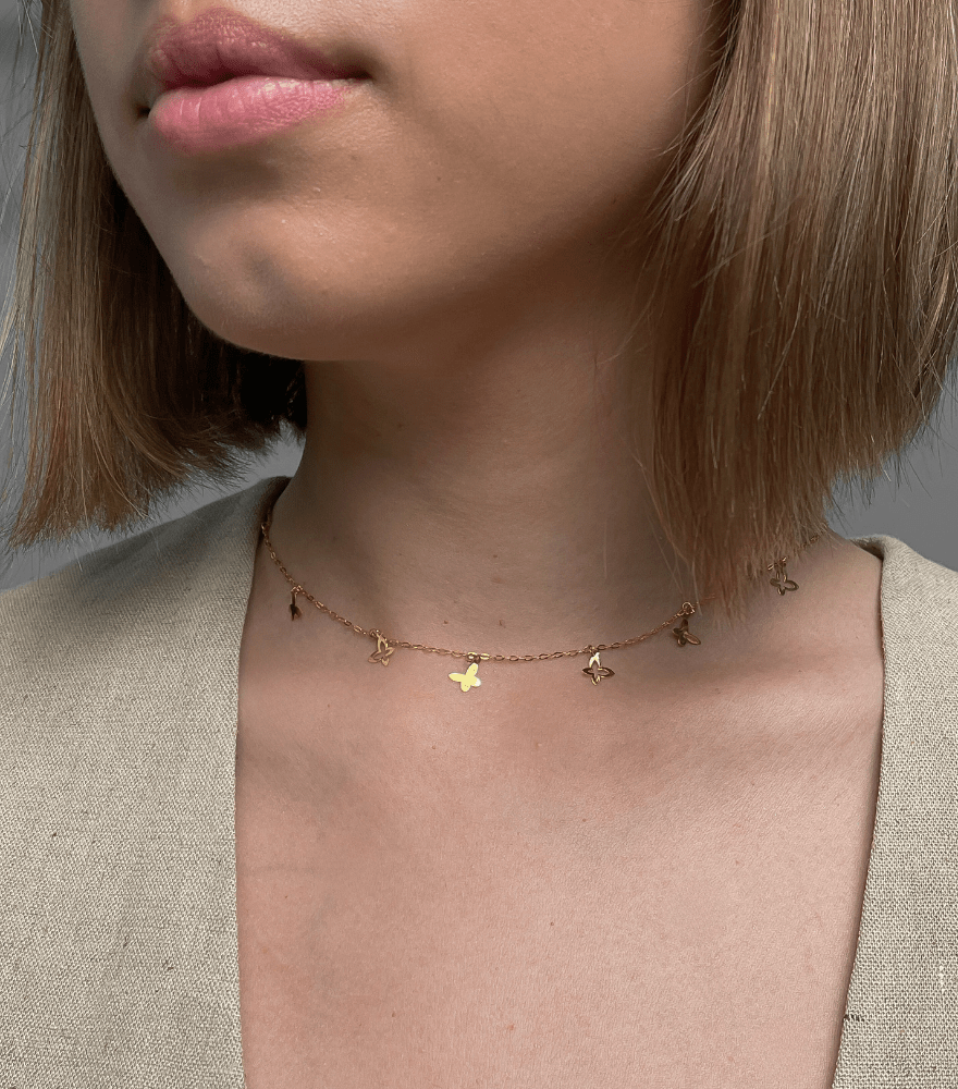 Eden Butterfly Charm Necklace in 18k Gold