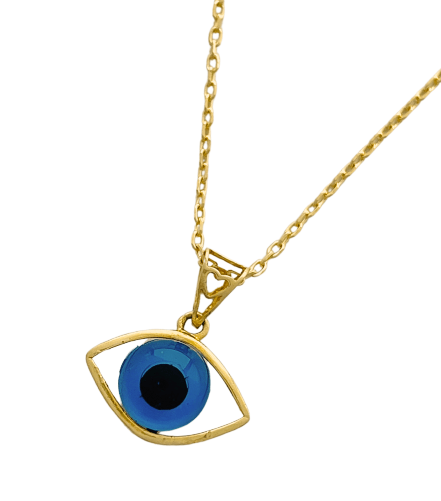 Closeup of Ezra Protection Pendant Necklace in 18K Gold Fixed Length 18k Yellow with Hallmark Stamp Metal One Size 1.3gms