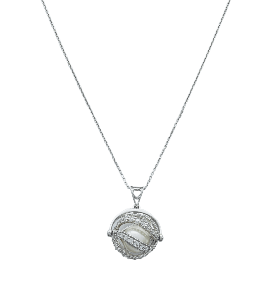 Front View of Orla Pearl Pendant in 18K White Gold Fixed Length 18k One Size 4.1gms
