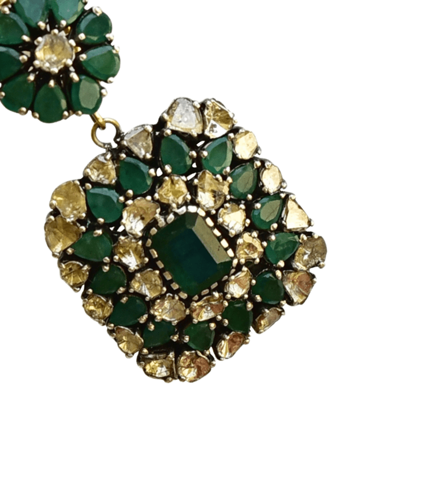 Closeup of Hiya Earrings Jewelry for Pierced Ears 18k Gold Plated 925 Sterling Silver Metal Stone One Size 37.7gms
