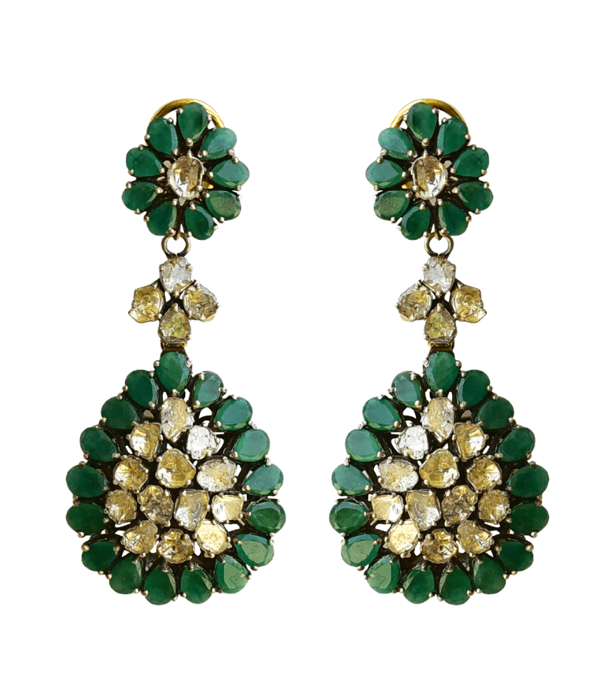 Front View of Sanam Earrings Jewelry for Pierced Ears 18k Gold Plated 925 Sterling Silver Metal One Size 28.7gms