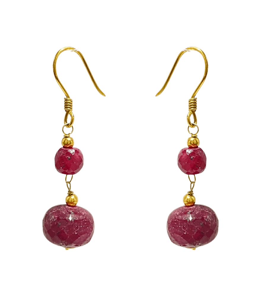 Front View of Sana Earrings Jewelry for Pierced Ears 18k Yellow Gold with Hallmark Stamp Metal One Size 6.4gms