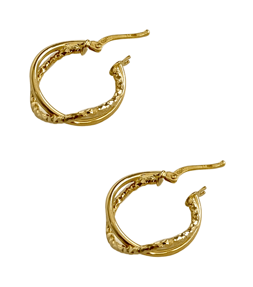 Rear View of Serafina Hoop Earrings in 18k Gold Jewelry for Pierced Ears Yellow with Hallmark Stamp Metal One Size 1.7gms
