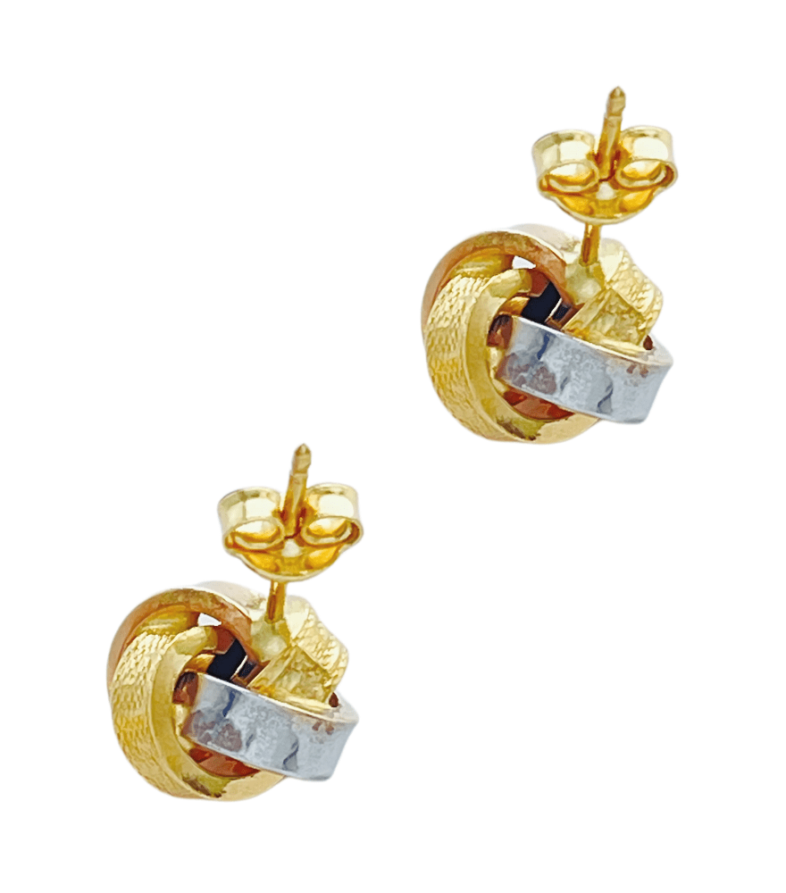 Rear View of Rosana Stud Earrings in 18k Gold Jewelry for Pierced Ears Yellow with Hallmark Stamp Metal One Size 2gms