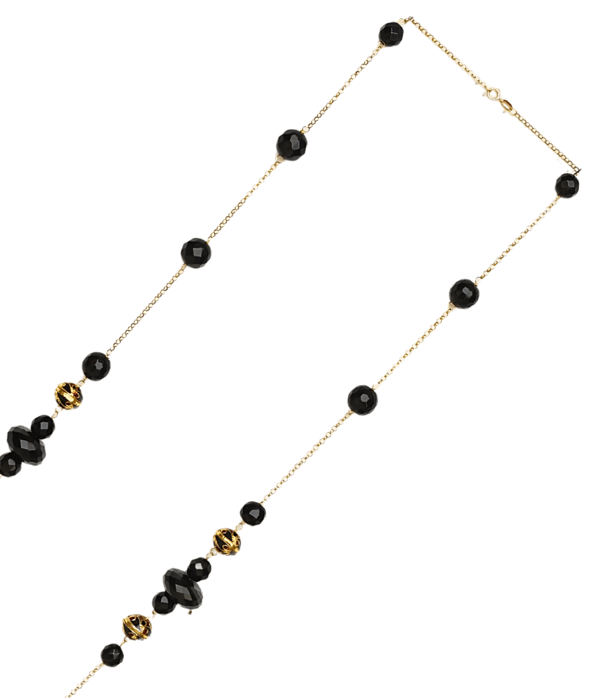 Rear View of Ridhima Chalcedony Necklace in 18k Gold Plated Sterling Silver Fixed Length Yellow with Hallmark Stamp Metal One Size 37.5gms