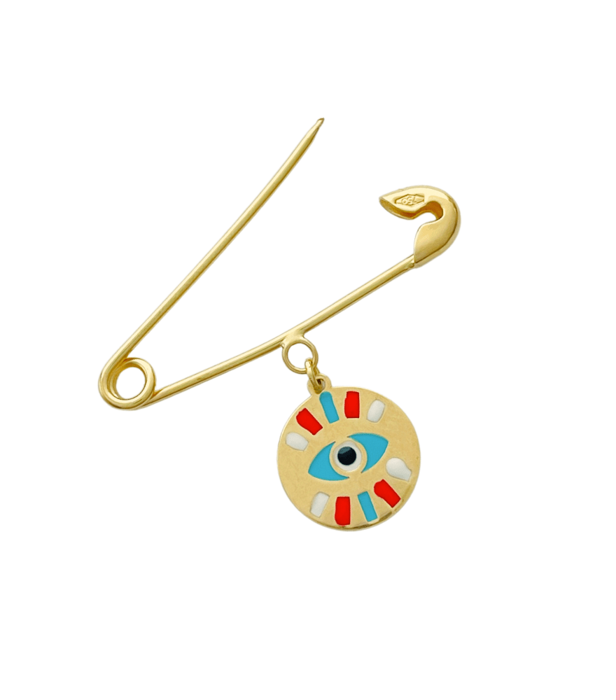 Closeup of Amira Brooch Pin in 18K Gold Regular 18k Yellow with Hallmark Stamp Metal One Size 0.9gms