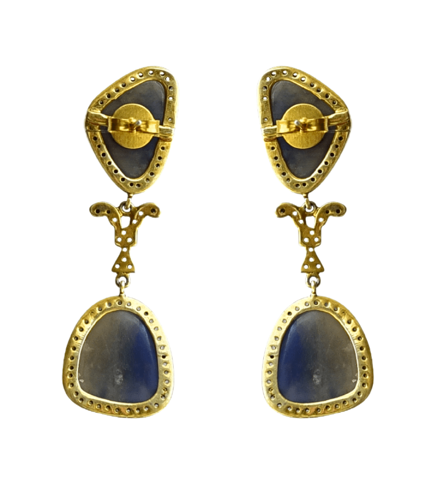 Rear View of Aasha Earrings Jewelry for Pierced Ears 925 Sterling Silver Metal Stone One Size 17.2gms