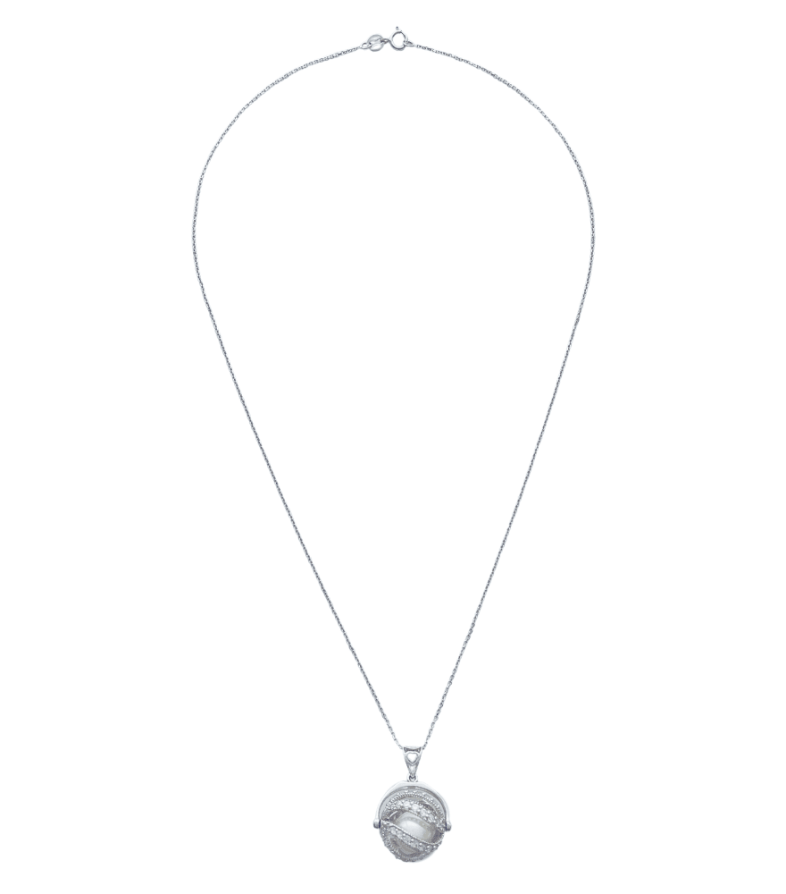 Rear View of Orla Pearl Pendant in 18K White Gold Fixed Length 18k One Size 4.1gms