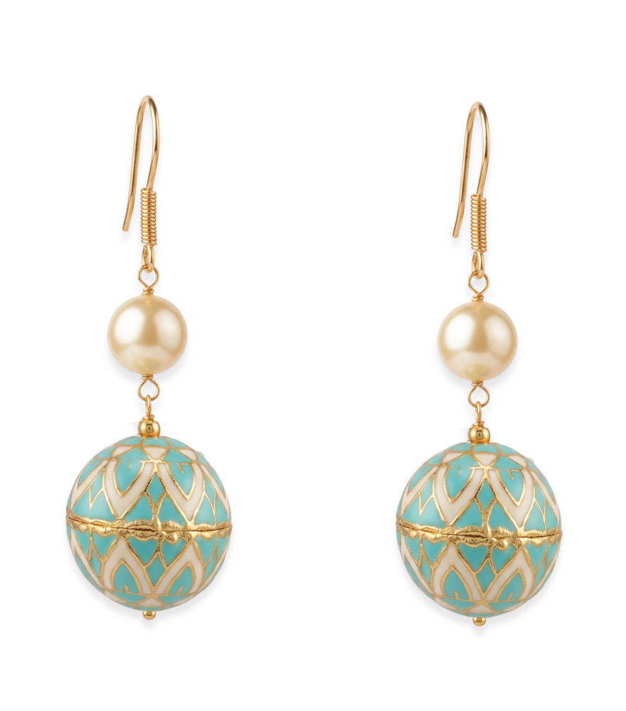 Front View of Duaa Earrings in 18k Gold Jewelry for Pierced Ears Yellow with Hallmark Stamp One Size 7.2gms