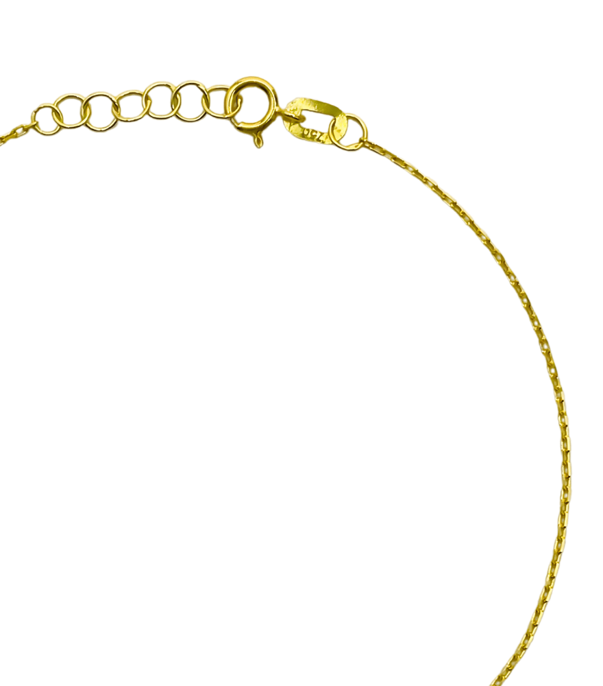 Rear View of Amirah Diamond Heart Bracelet in 18k Gold Adjustable Length Metal 7 inches 1.2gms Yellow