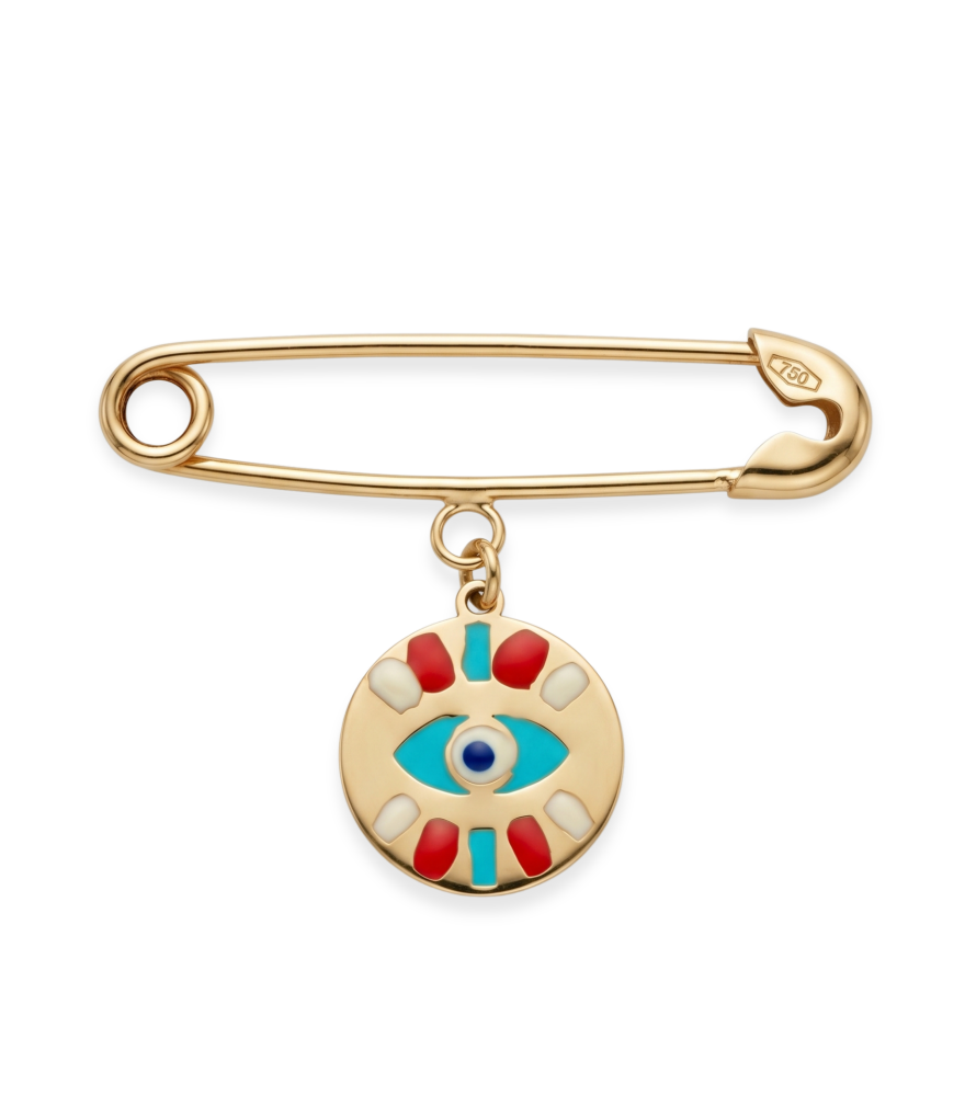 Front View of Amira Brooch Pin in 18K Gold Regular 18k Yellow with Hallmark Stamp Metal One Size 0.9gms