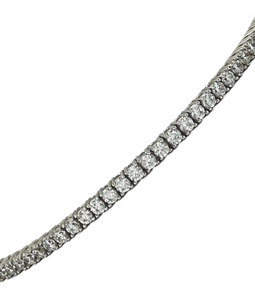 Closeup of Zoe Tennis Bracelet in 18K White Gold Fixed Length 18k Metal Stone 18 cm 5.5gms Yellow