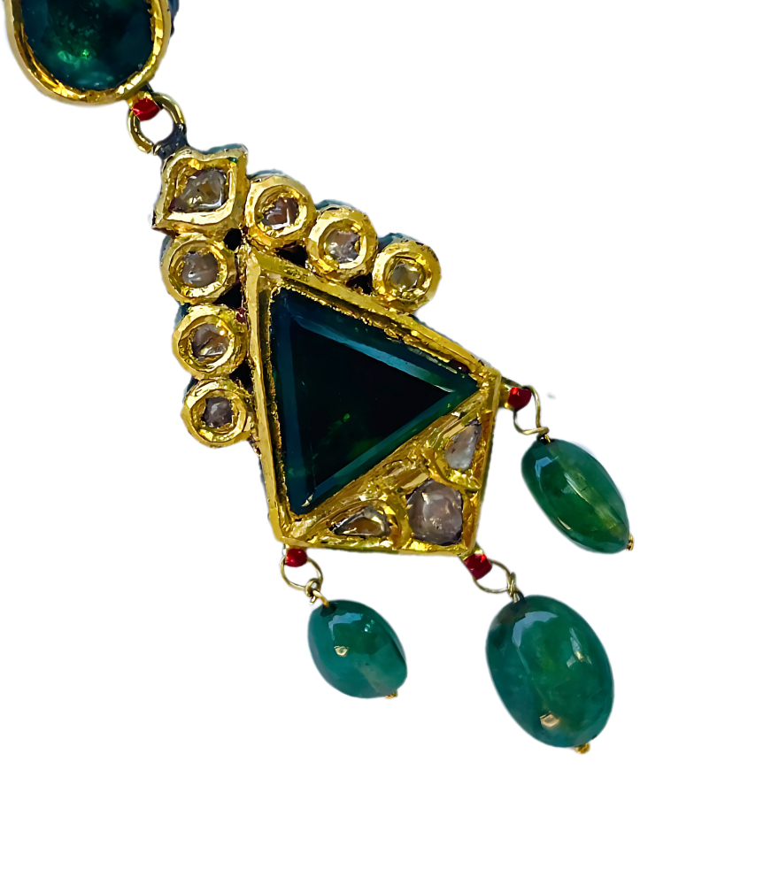 Closeup of Aditi Polki Earrings in Gold Jewelry for Pierced Ears 18k Yellow with Hallmark Stamp Metal One Size 11.5gms