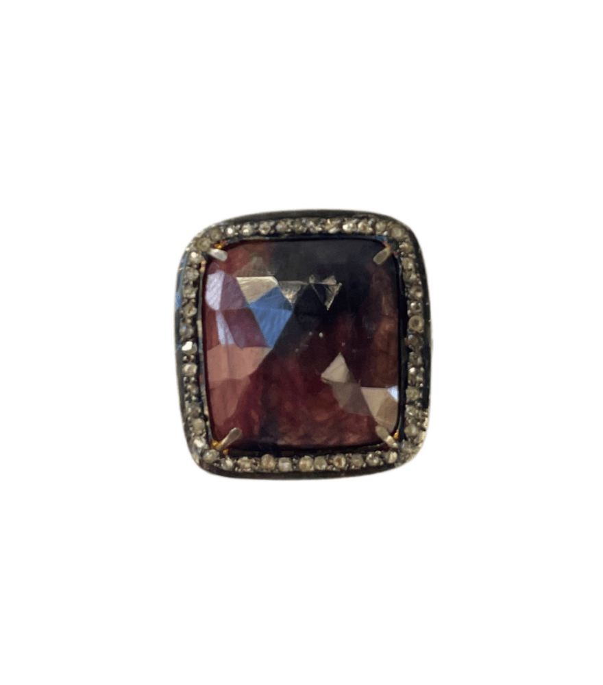 Front View of Nargis Ring in Sterling Silver Comfort Fit 925 Metal One Size 8gms