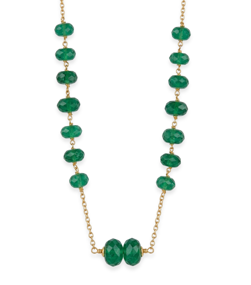 Front View of Alia Necklace in 18k Gold Fixed Length Yellow with Hallmark Stamp One Size 36gms