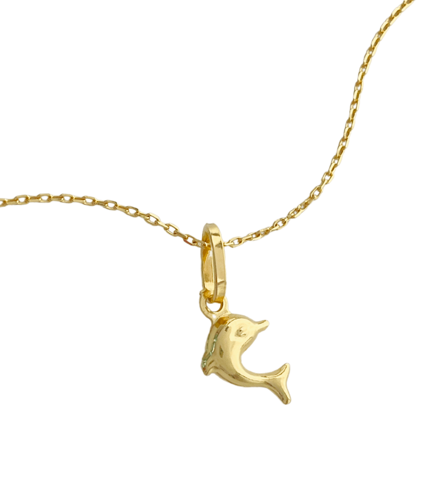 Golden Dolphin charm Pendant  Necklace in 18k Gold