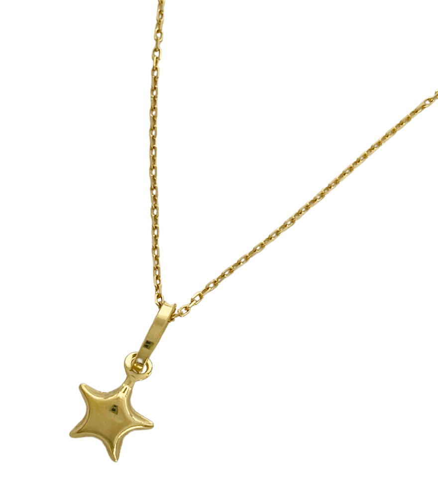 Golden Star  charm Pendant Necklace in 18K Gold