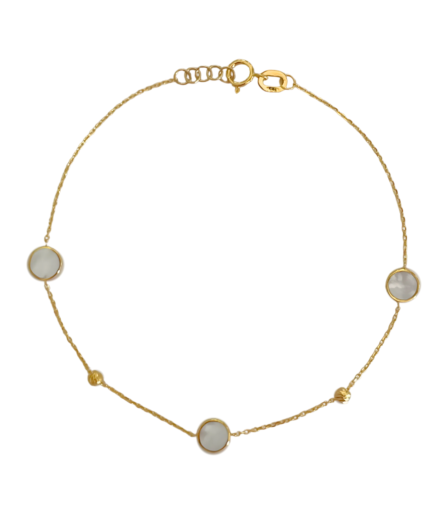 Zira Mother of Pearl Bracelet in 18K Gold Adjustable Length 18k Yellow with Hallmark Stamp One Size 1.1gms