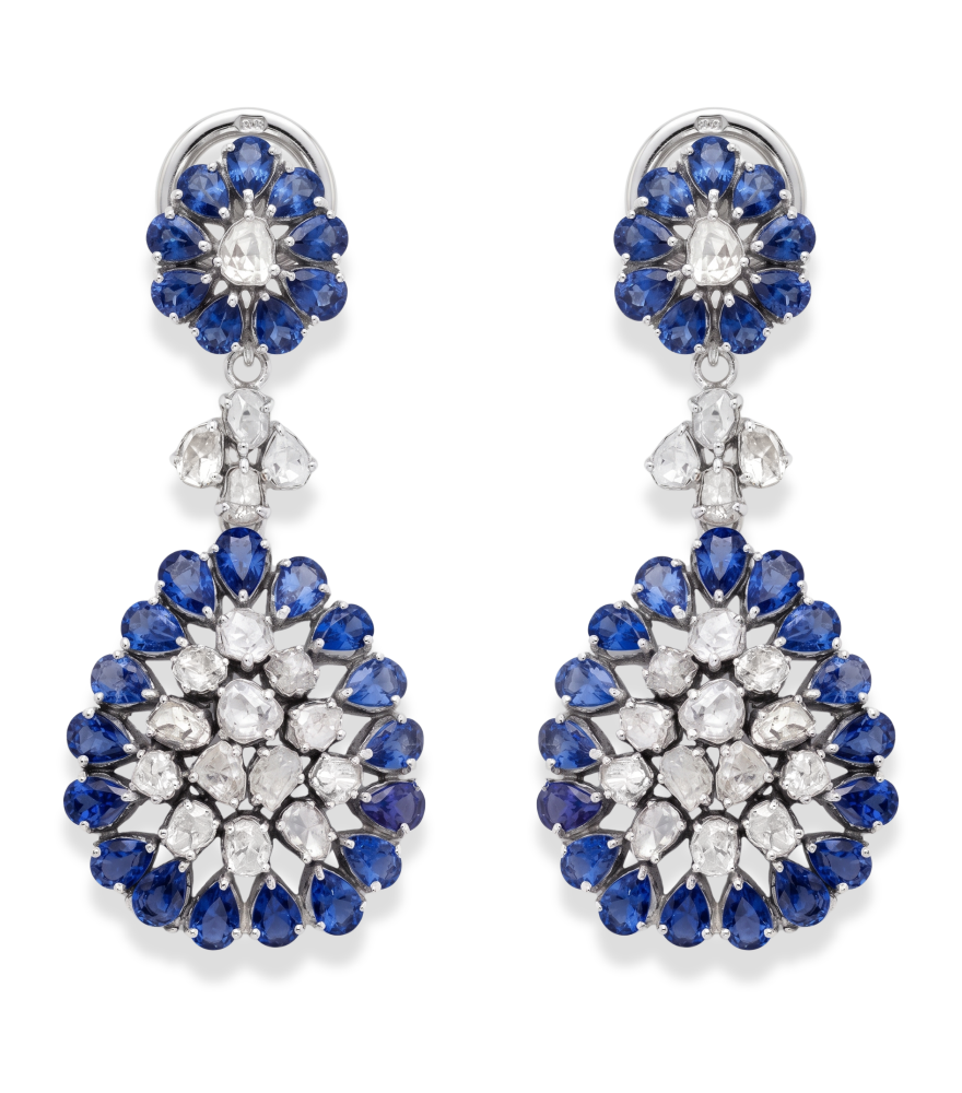 Front View of Veerali Dangle Earrings Jewelry for Pierced Ears 925 Sterling Silver One Size 30gms