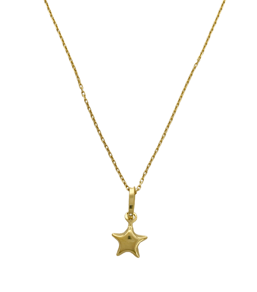 Golden Star  charm Pendant Necklace in 18K Gold