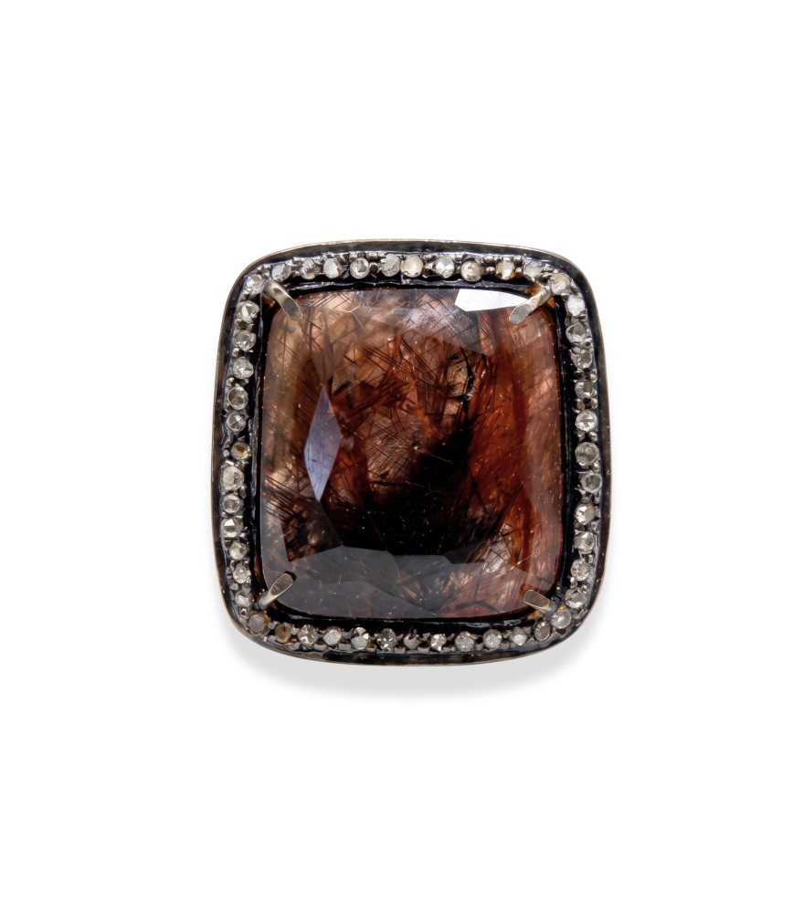 Front View of Nargis Ring in Sterling Silver Comfort Fit 925 Metal One Size 8gms