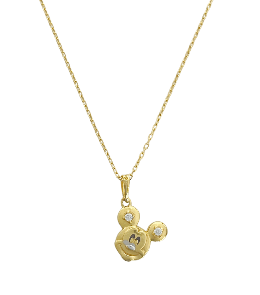 Golden  Mouse Charm  Pendant Necklace in 18K  Gold