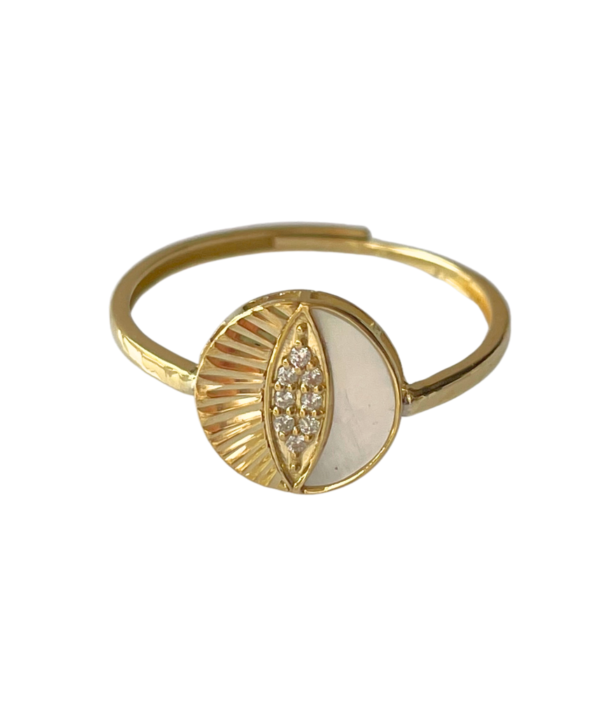 Front View of Riva Open Ring in Solid 18k Gold- Adjustable Fine Gold For Women Open-Adjustable-Resizable 1.3gms Yellow