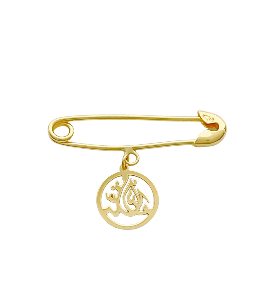 Mashallah Brooch Pin in 18k Gold