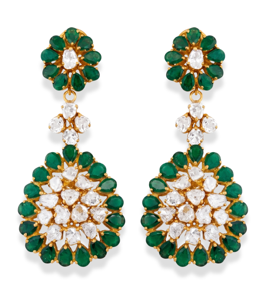 Front View of Sanam Earrings Jewelry for Pierced Ears 18k Gold Plated 925 Sterling Silver One Size 28.7gms