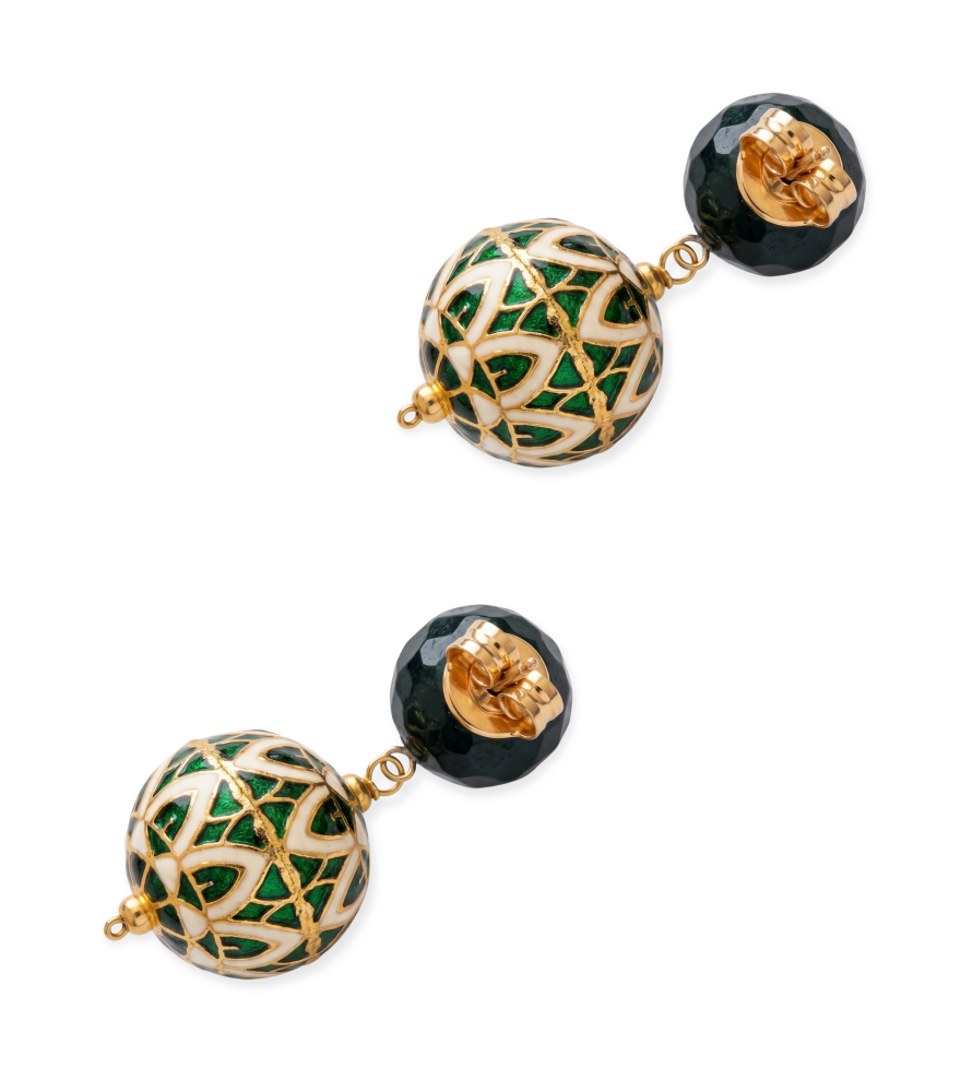 Rear View of Amira Earrings Jewelry for Pierced Ears 18k Yellow Gold with Hallmark Stamp One Size 10.5gms