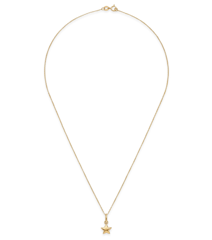 Rear View of Golden Star charm Pendant Necklace in 18K Gold Fixed Length 18k Yellow with Hallmark Stamp Metal One Size 1.4gms