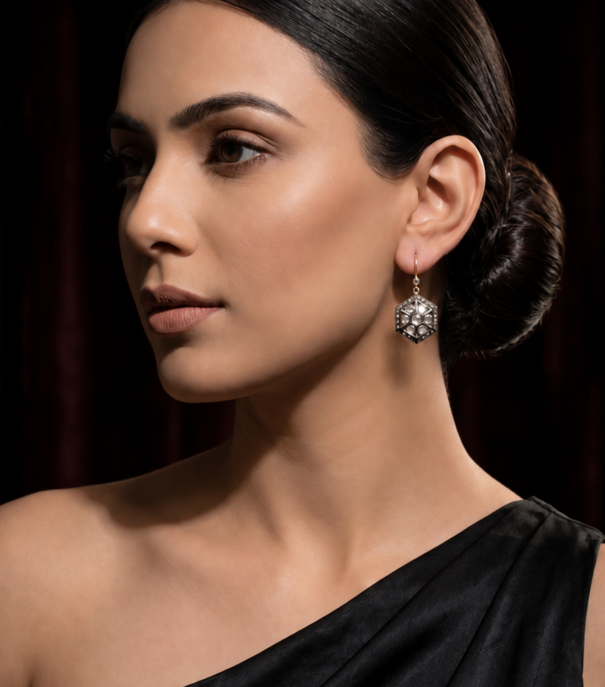 Model Wearing Sasha Dangle Earrings Jewelry for Pierced Ears 925 Sterling Silver One Size 8.3gms