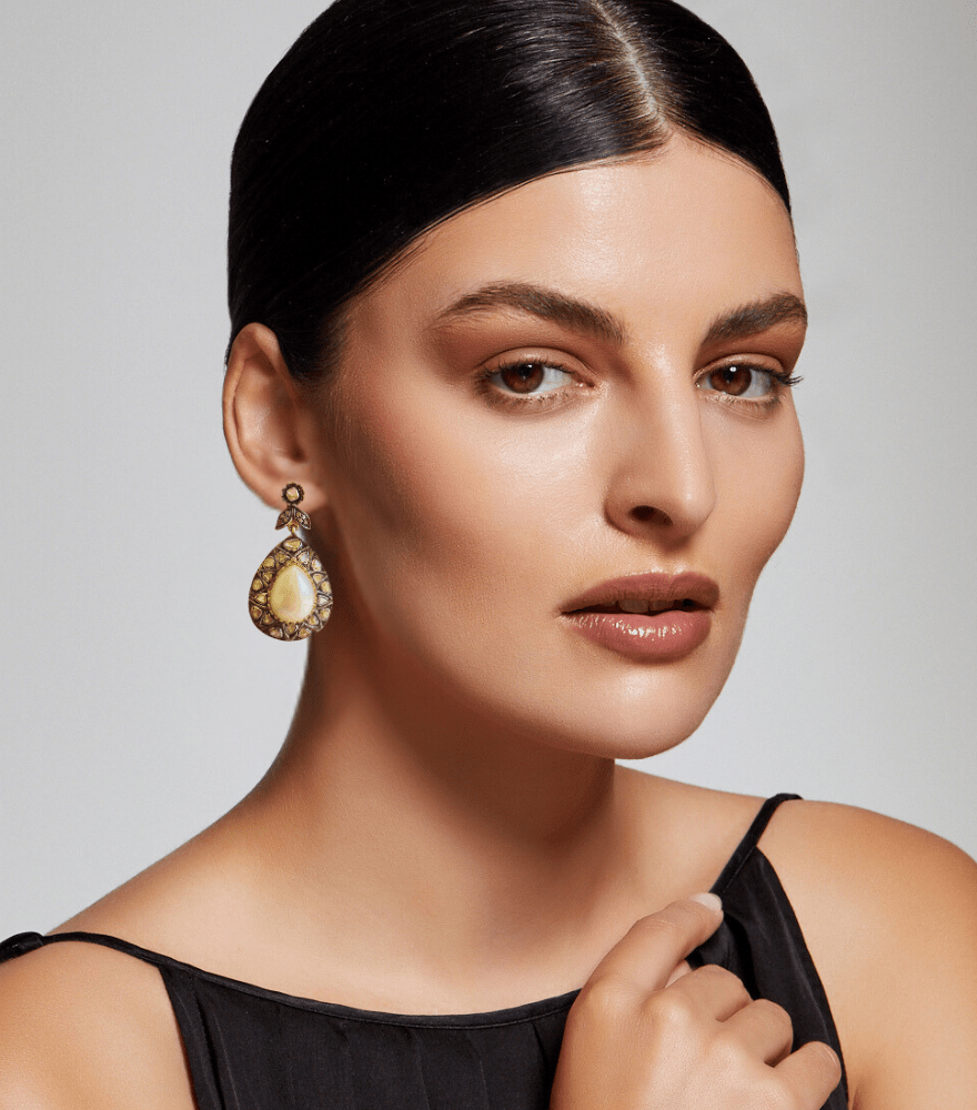 Tanisha Diamond Earrings in 18k Gold Plated Sterling Silver