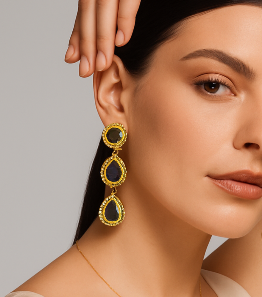 Aarti Single Cut Diamond Earrings in Gold