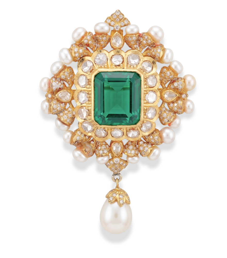 Front View of Vihaan Brooch in Sterling Silver Comfort Fit 18k Gold Plated 925 One Size 14.3gms Mix Metal