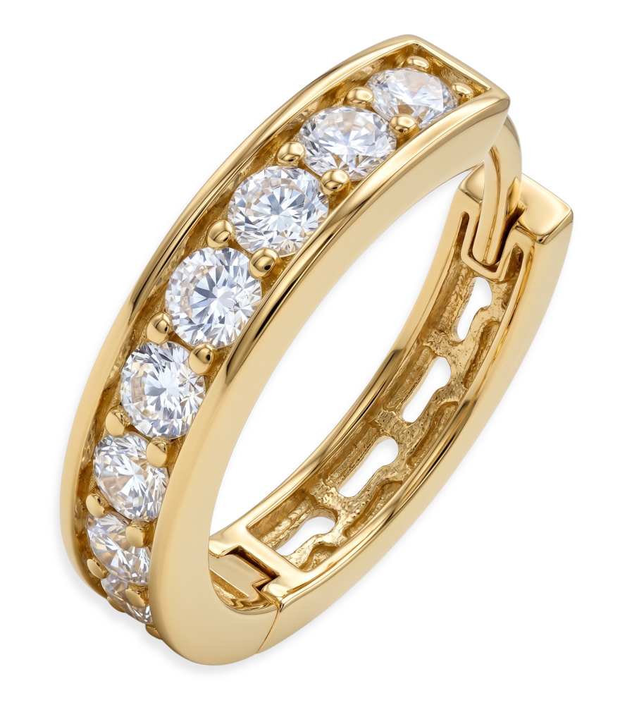Closeup of Auriel Hoops Earrings in 18K Gold Jewelry for Pierced Ears 18k Yellow with Hallmark Stamp One Size 1.9gms