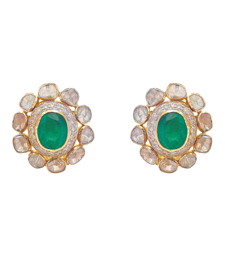 Jhalak Uncut Diamond Earrings in 18k Gold