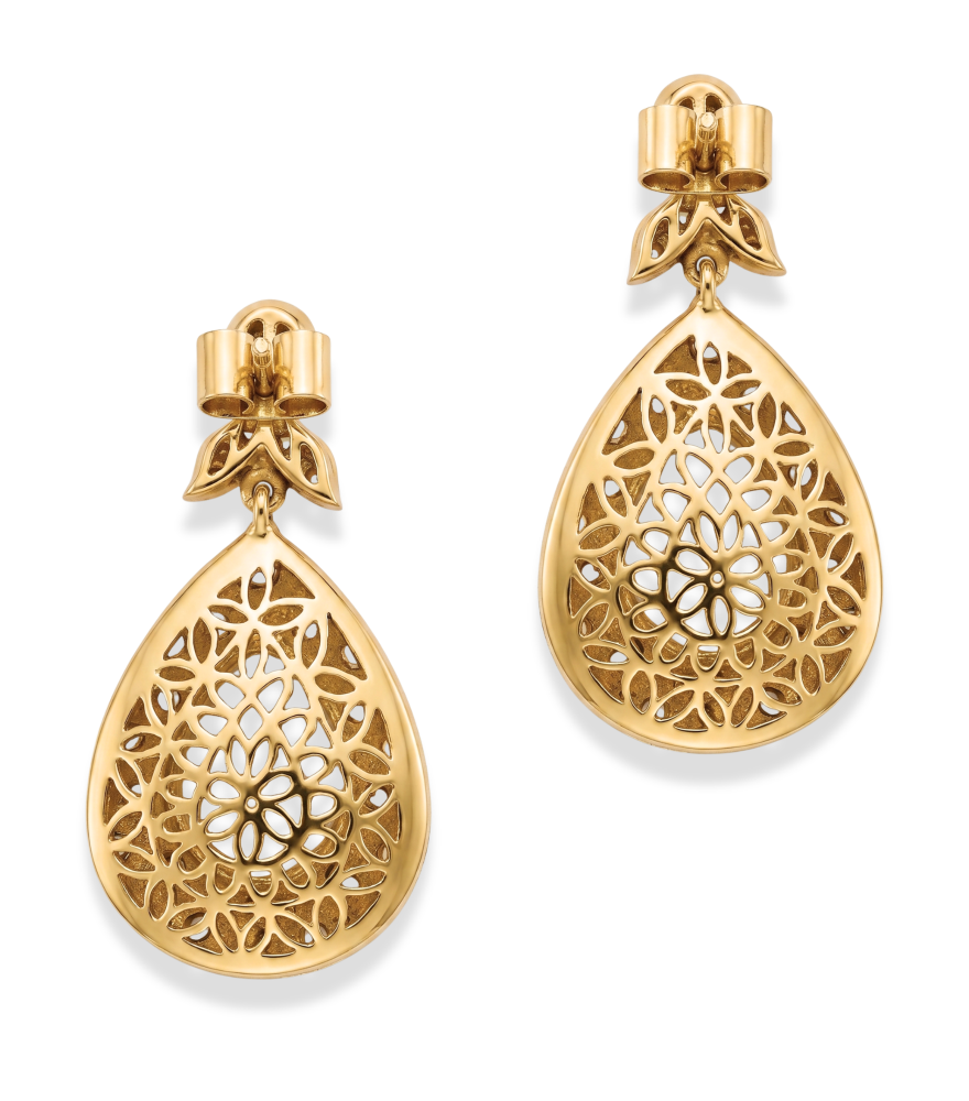 Rear View of Tanisha Diamond Earrings in 18k Gold Plated Sterling Silver Jewelry for Pierced Ears 925 One Size 21.4gms