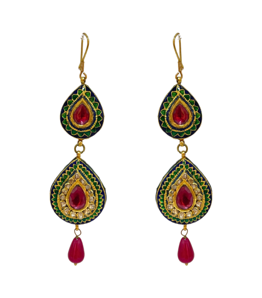 Suhana Uncut Polki Dangle Earrings in 18k Gold