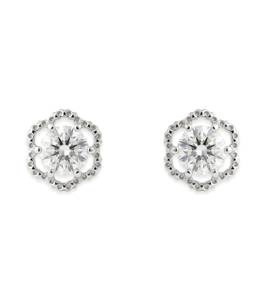 Front View of Cosmos Stud in 18K White Gold Jewelry for Pierced Ears 18k One Size 0.8gms Yellow