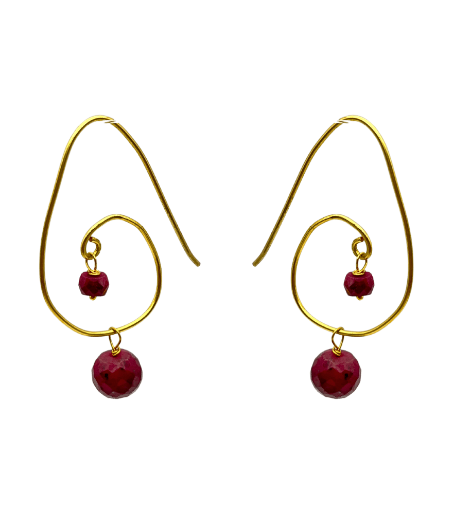 Shyla Ruby Spiral Hoops in 18k Gold