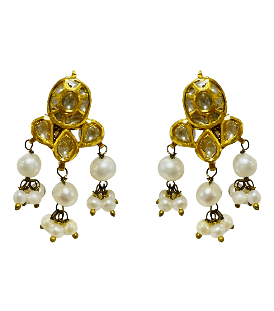 Vanshika Uncut Polki Earrings in 18k Gold