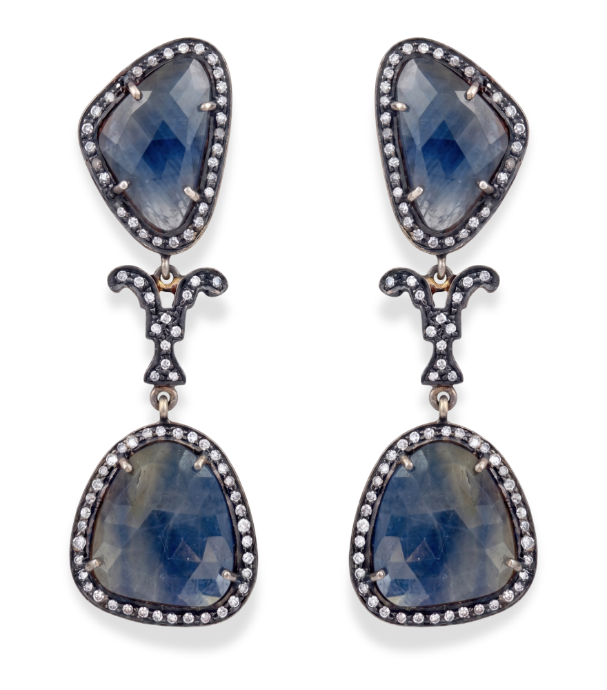Front View of Aasha Earrings Jewelry for Pierced Ears 925 Sterling Silver One Size 17.2gms