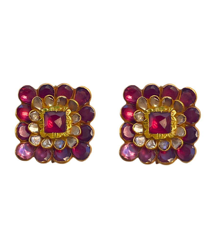 Tanu Uncut Polki Earrings in Gold