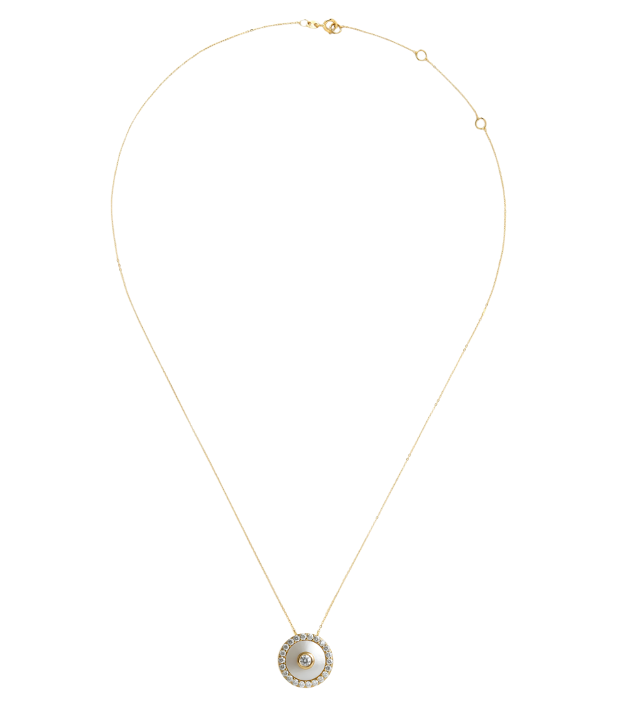 Rear View of Celestia Pearl Pendant Necklace in 18K Gold Comfort Fit 18k Yellow with Hallmark Stamp 16 inches 2.9gms