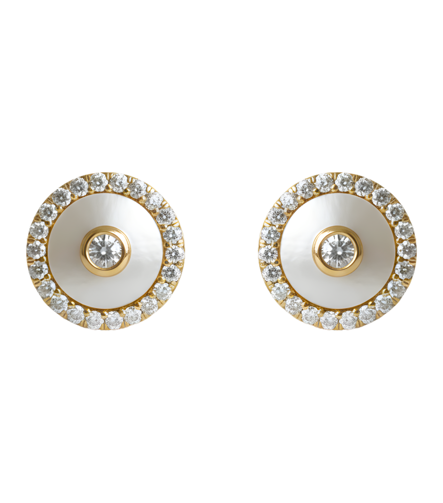 Front View of Celestia Pearl Earrings in 18K Gold Jewelry for Pierced Ears 18k Yellow with Hallmark Stamp One Size 3gms