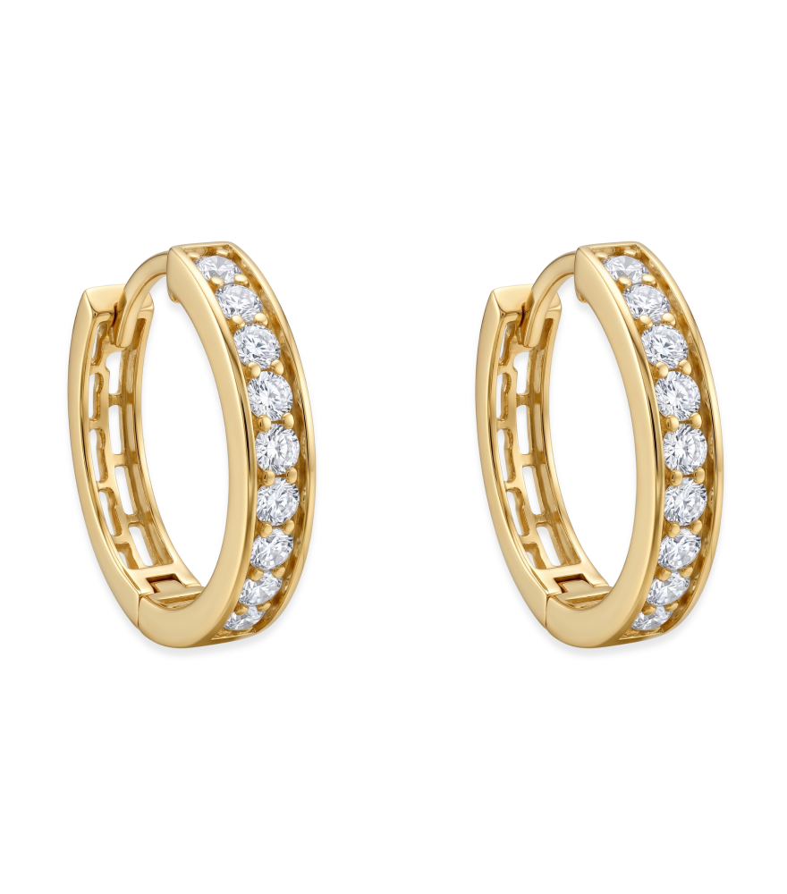 Front View of Auriel Hoops Earrings in 18K Gold Jewelry for Pierced Ears 18k Yellow with Hallmark Stamp One Size 1.9gms