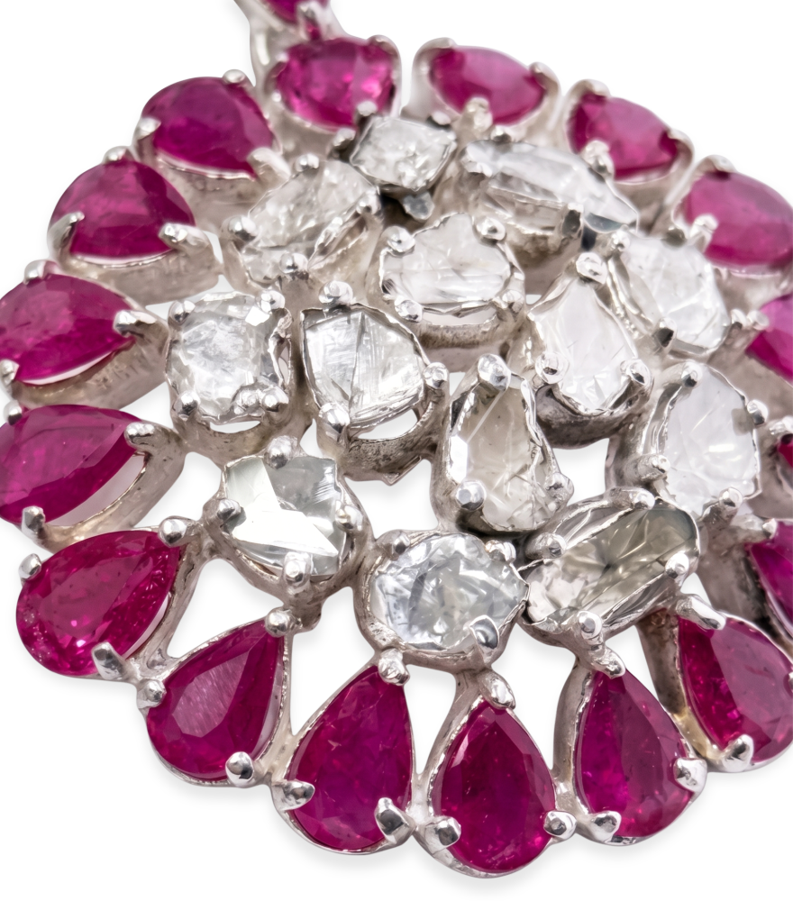 Closeup of Marya Ruby Dangle Earrings in Sterling Silver Jewelry for Pierced Ears 925 One Size 14.54gms