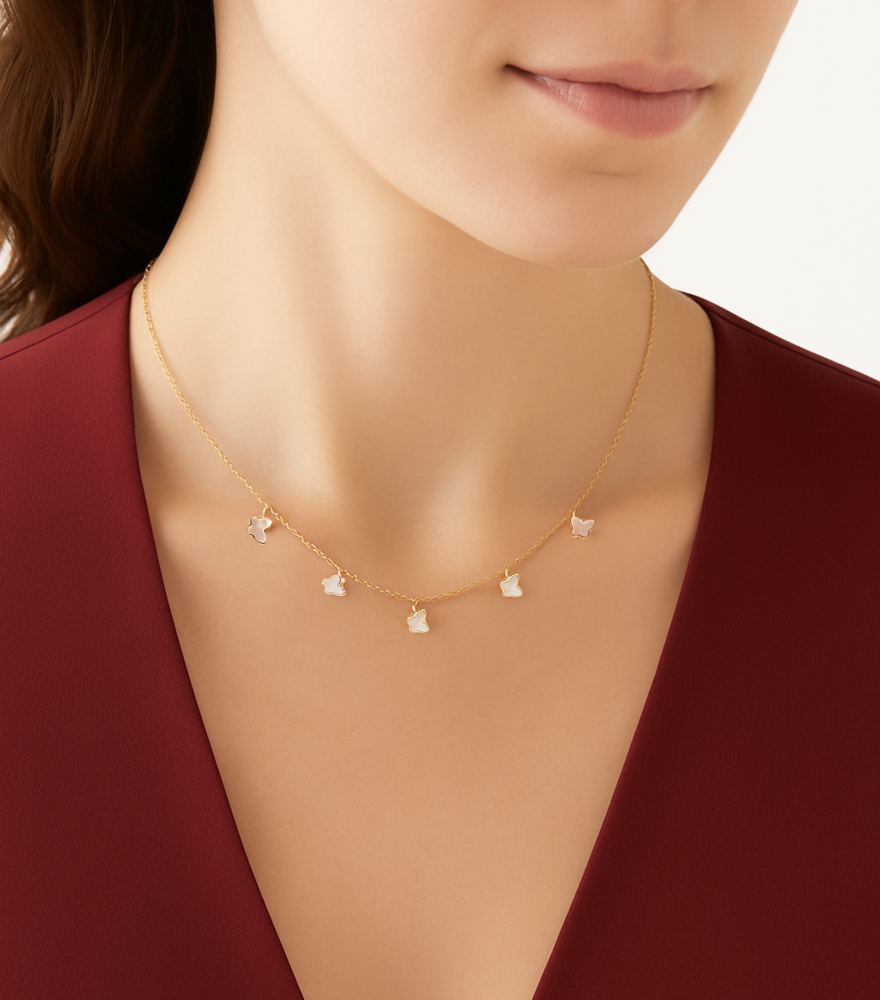 Eden Pearl Butterfly Necklace in 18K Gold